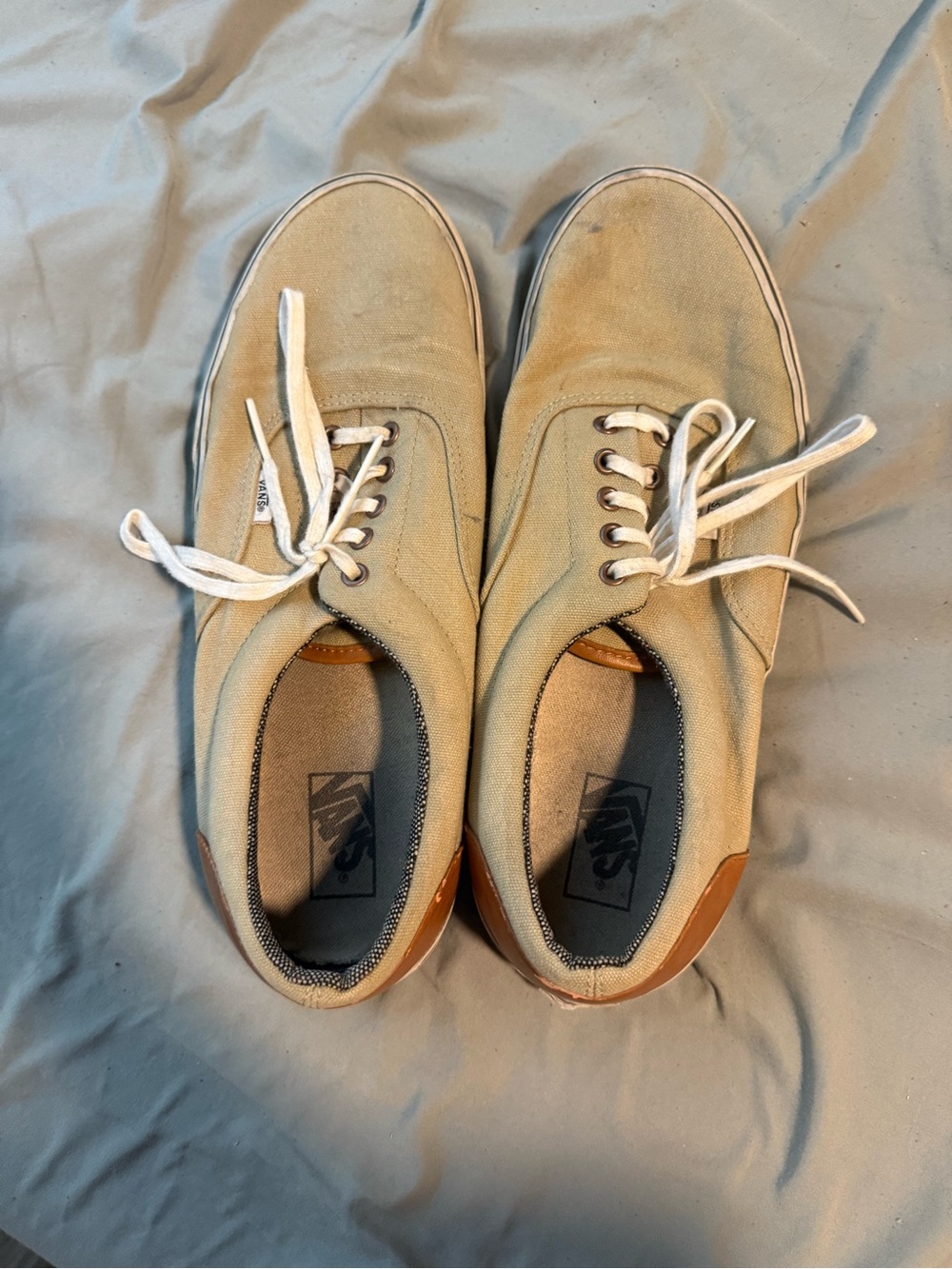 Vans Tan Canvas Low-Top Sneakers with White Laces